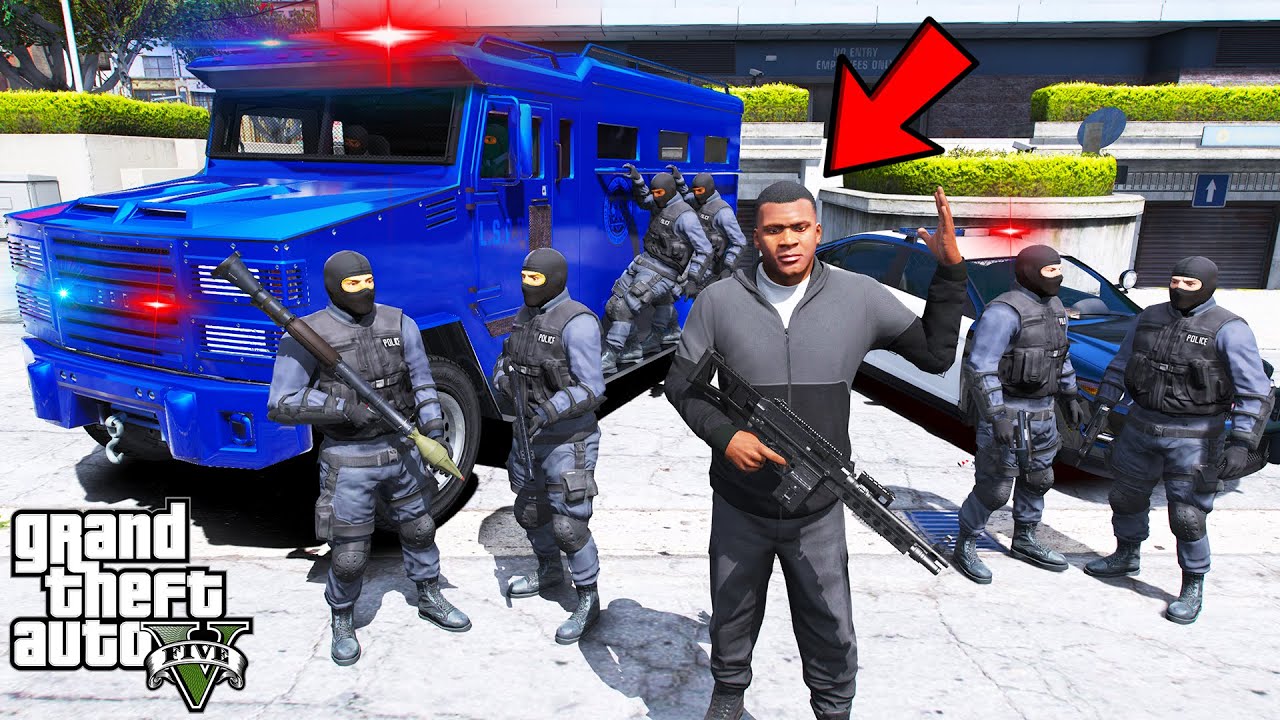 Franklin Joins SWAT To Fight Criminals In GTA 5 | SHINCHAN and CHOP