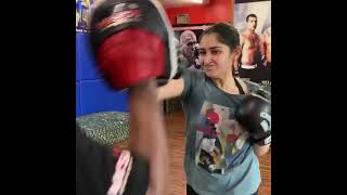 Arya Wife Sayyesha Boxing Practice Videosingapennae Singapennaecelebrity Cutz