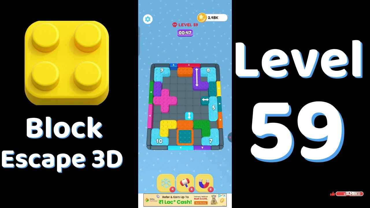Block Escape 3D Level 59 Walkthrough 🧱🚪 | Easy Puzzle Escape Solution | Go Answer