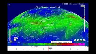 New York Weather|500hpa Wind Speed, 08/12 06:00 EDT