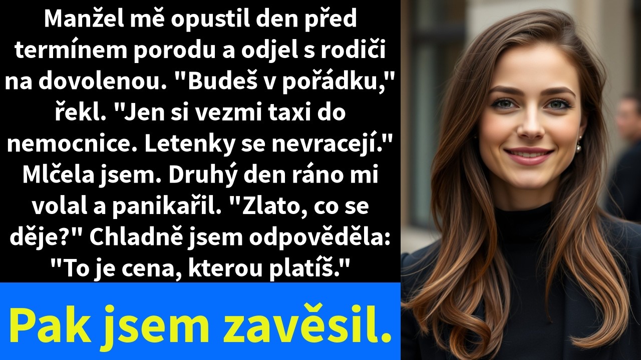 Stála jsem na příjezdové cestě, voda mi tekla po nohách, a manžel mi řekl: „Zavolej si taxi nebo Uber, jízdenky se nevracejí.“ Pak nasedl do auta a odjel na golf s rodiči, zatímco já měla za 24...