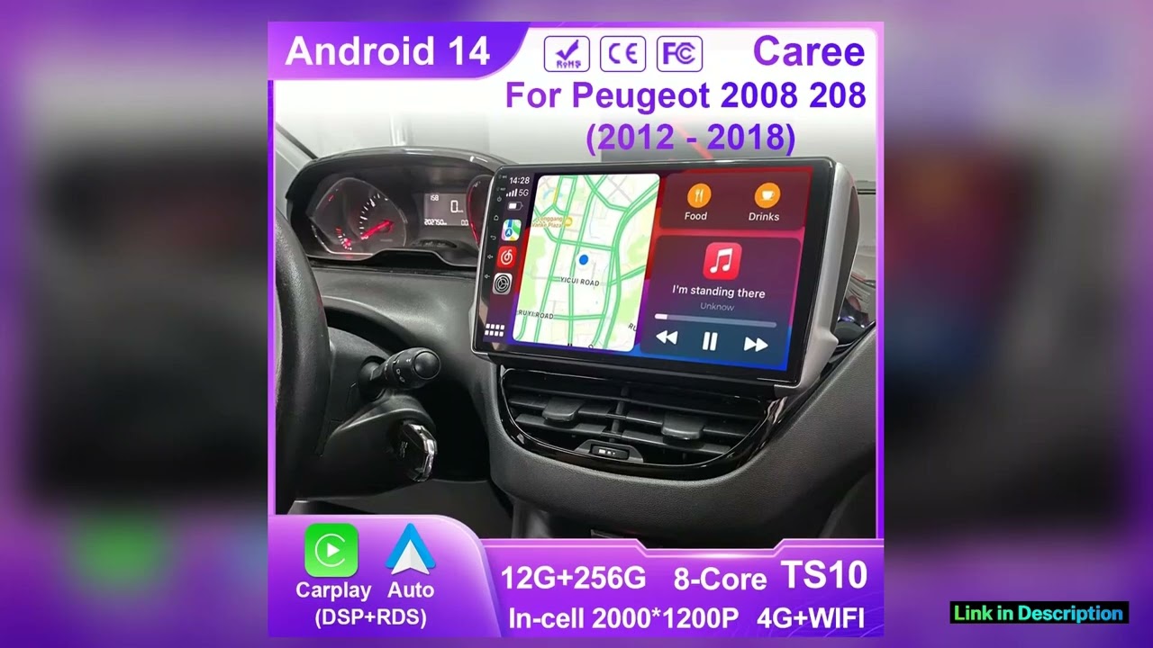 Android Car For Peugeot 2008 208 2012 2018 Multimedia Player Navigation GPS Carplay QLED Touch