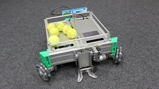 Omnidirectional robot picking up tennis balls