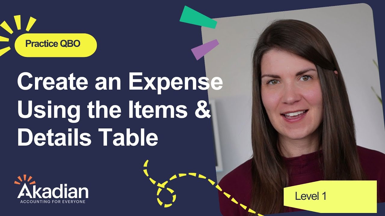 Let's Practice QBO - Create an Expense Using the Items &amp; Category Table - YouTube