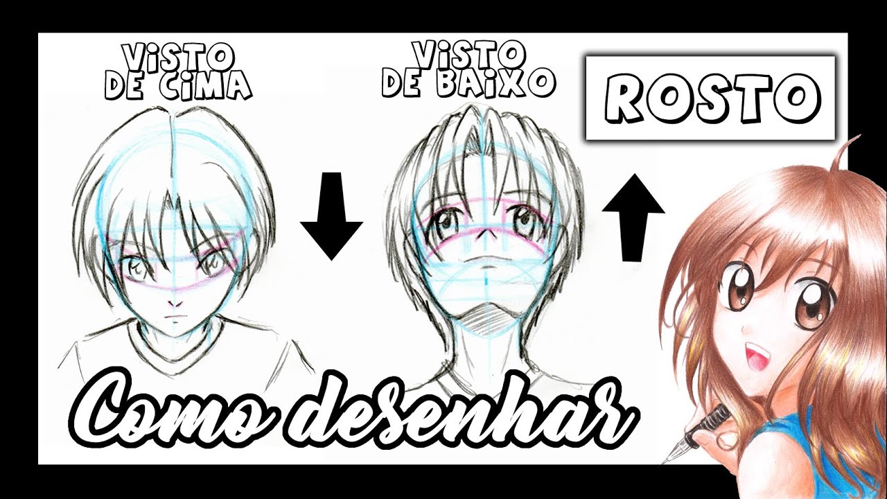 Como Desenhar Rosto de Anime Feminino De Frente Passo a Passo