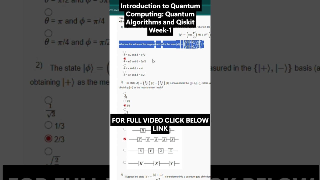 NPTEL Introduction to Quantum Computing: Quantum Algorithms and Qiskit Week 1 Assignment Answers