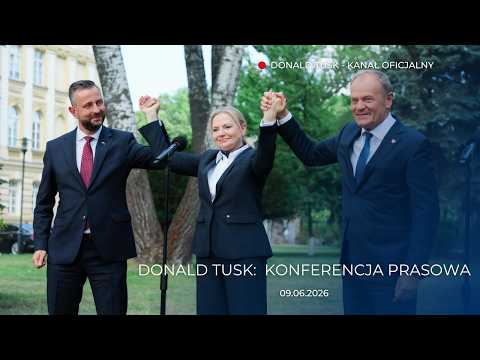 Donald Tusk, Monika Piątkowska i Władysław Kosiniak-Kamysz: konferencja prasowa, 09.06.2026