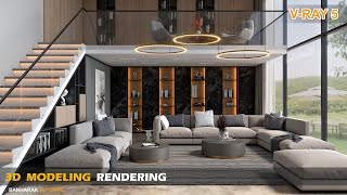 Vray 5 Sketchup interior | Realistic Render Settings | Living room #17