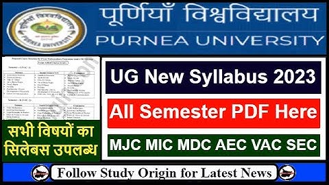 Purnea University Part 1 Syllabus | Purnea University UG Syllabus | Purnea University UG Semester