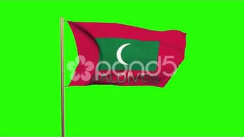Maldives Flag With Title Waving In The Wind. Looping Sun Rises Style. Animation