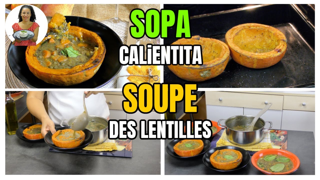 🍲Sopa de lentejas CALIENTITA fácil y rápida 🍲 con calabaza | Guiso de lentejas y espinaca