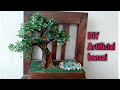 How to make artificial bonsai tree and pond/DIY bonsai tree with newspaper /Easy home decor idea