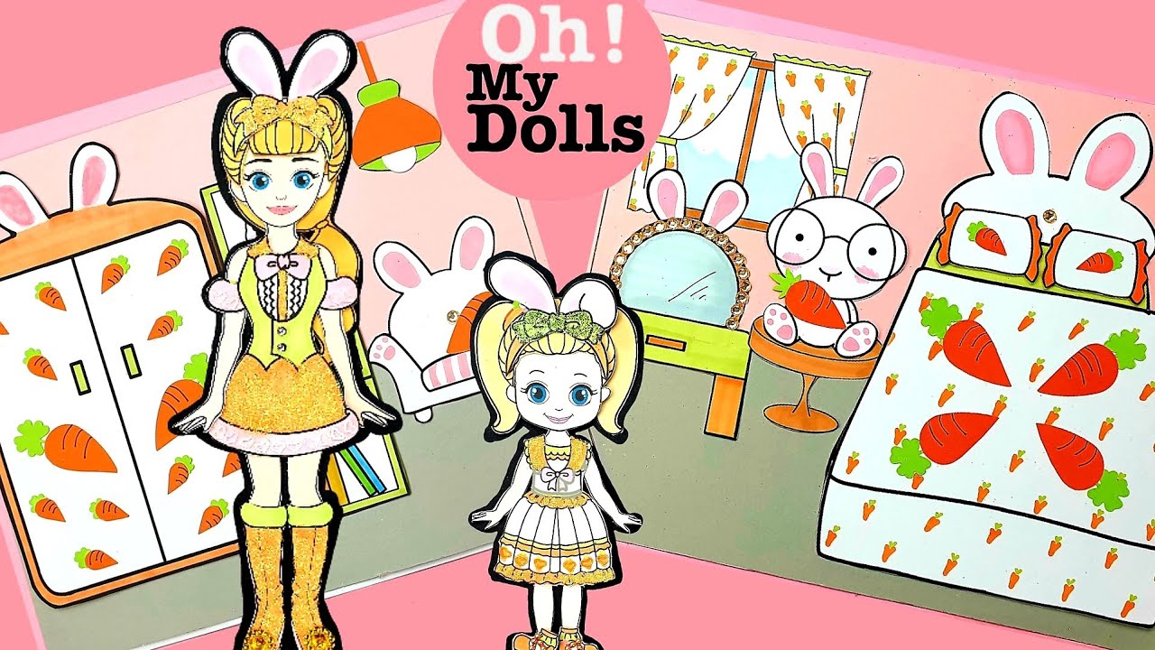 Diy Paper Doll Dollhouse Rabbit Bedroom Decoration Paper Dolls