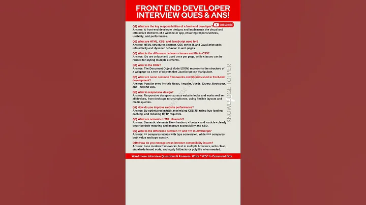 Front End Developer Interview Questions and Answers