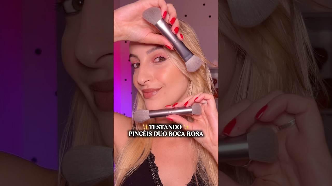 Testando os pincéis DUO da BOCA ROSA 🩶 #viralvideo #makeup #bocarosa