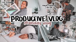 *productive* day in my life | M1 macbook pro unboxing, cleaning, first day of class, ANXIETY talk!