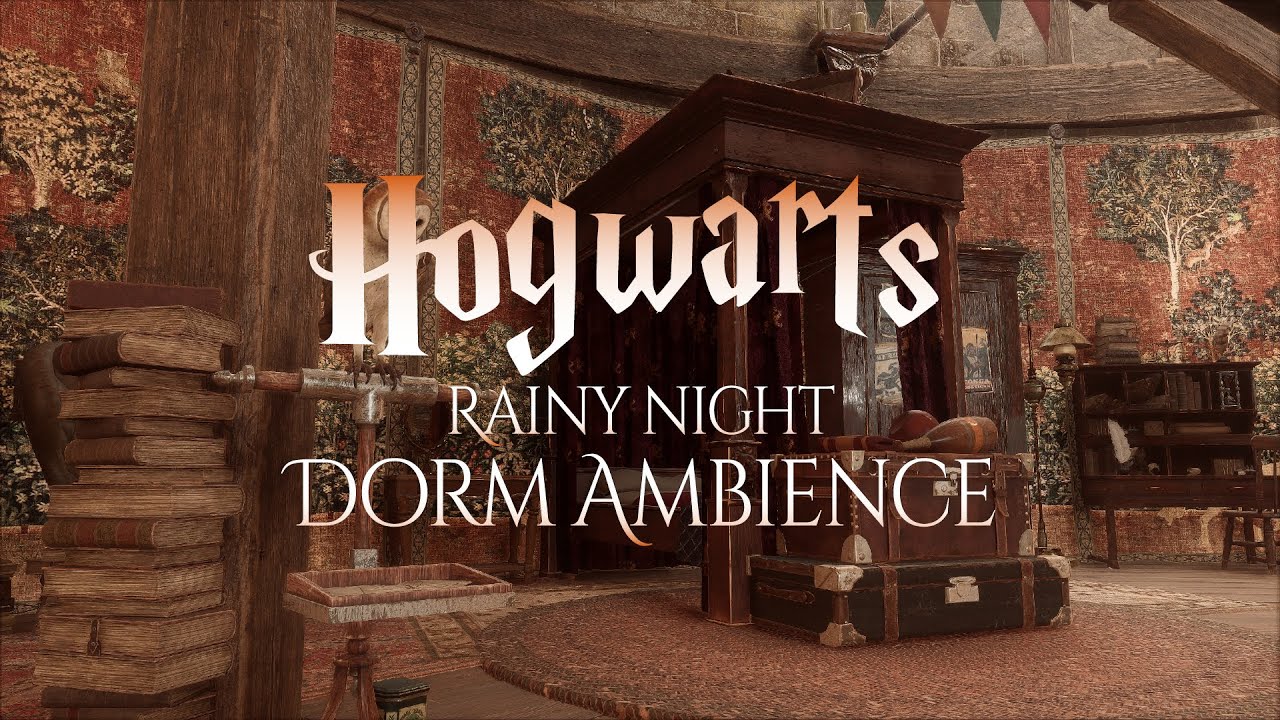 Rainy Night in Hogwarts Dormitories  | Harry Potter | Hogwarts Legacy | Music and Ambience