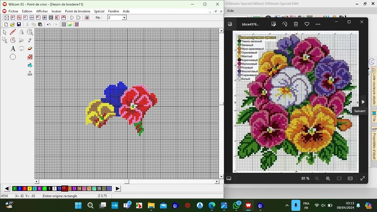 الدرس 55 :تصميم رشمة من الطرزالفلسطيني أو پوان دو كروى