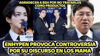 ENHYPEN GENERATES NEGATIVE REACTIONS AND CRITICISM FOR THEIR THANK YOU TO BANG SI HYUK AT THE 202...