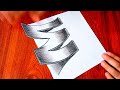How to draw a 3d letter M | 3d letter drawing |3d shape