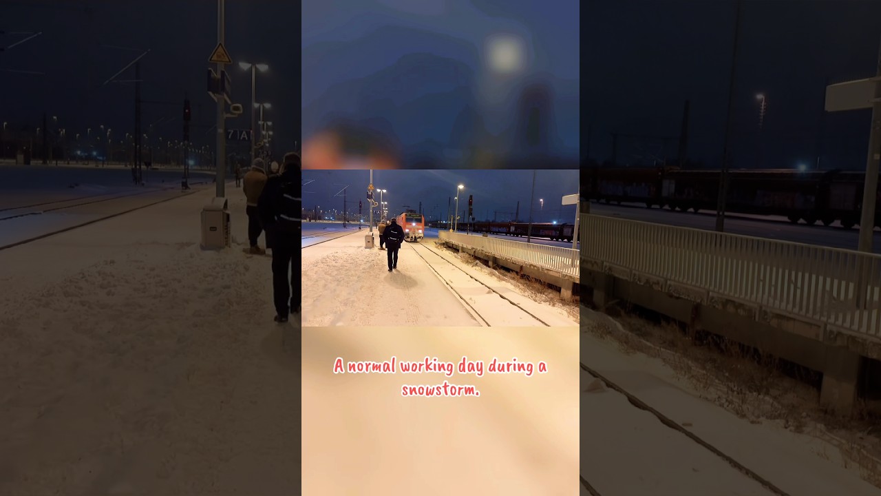 A normal working day during a snowstorm in Germany 
