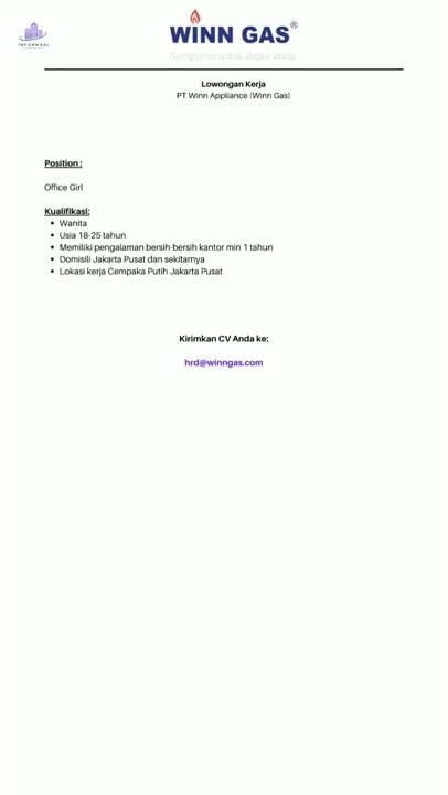 Info Loker PT Winn Appliance (Winn Gas)#shorts #infoloker #infoslotgacorhariini