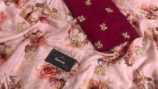 Pure and Very Soft Organza High Quality with Digital Floral Prints All over Single Side Cut Work screenshot 2