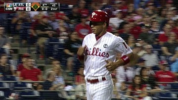 ATL@PHI: Hernandez scores on double-play grounder