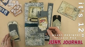 Junk Journal Guest Designer for Tracie Fox Creative (tall skinny fabric journal)