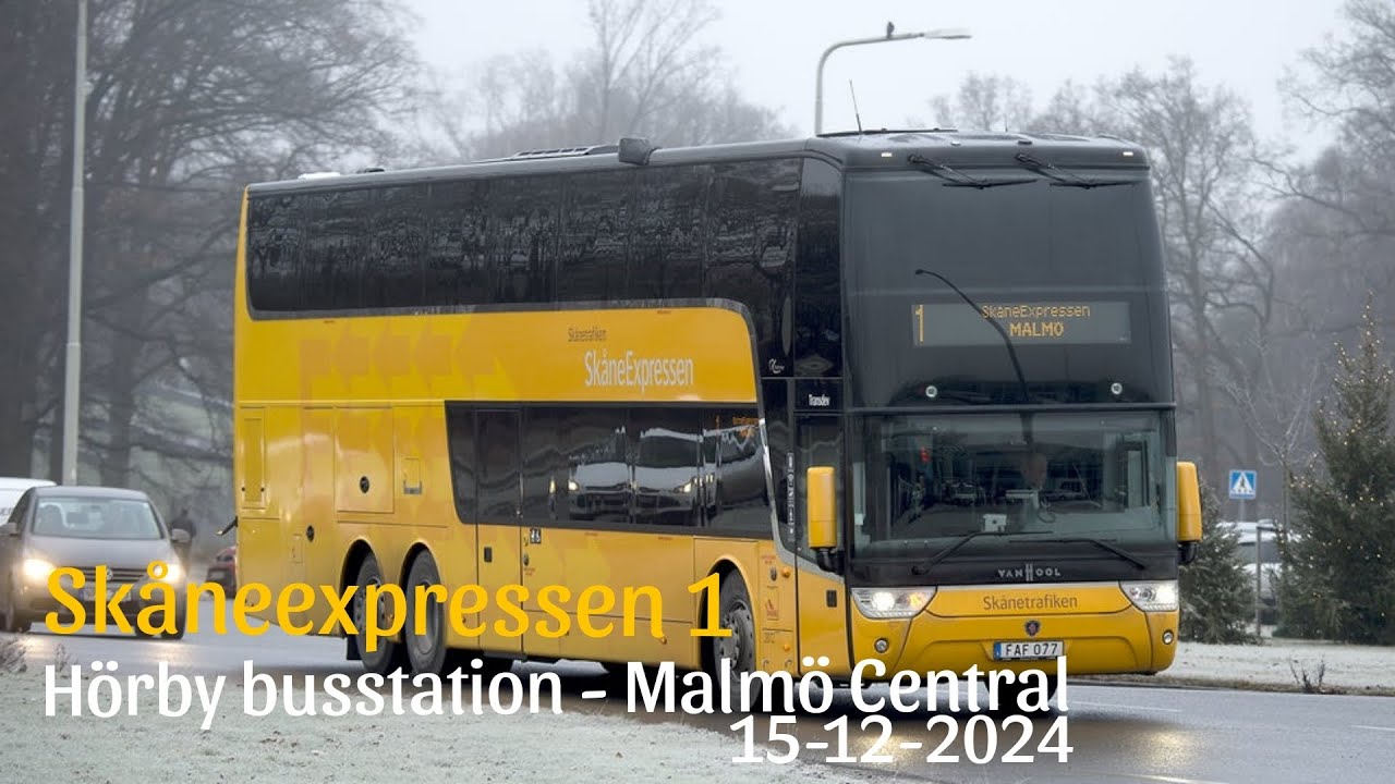 Hörby busstation - Malmö Centralstation | Skåneexpressen 1 Fönstervy | 15 december 2024