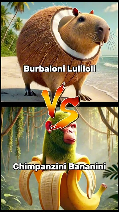 Burbaloni Luliloli 🦦VS Chimpanzee Bananini 🐵🍌Itanlian Strong Character.#character #fight #aniamls