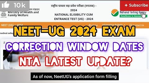 "✅ NEET-UG 2024 EXAM:- CORRECTION WINDOW EXPECTED DATES 📅 NTA LATEST UPDATE FOR APPLICATION FORM."