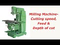 Milling machine - cutting Speed, feed and depth of cut