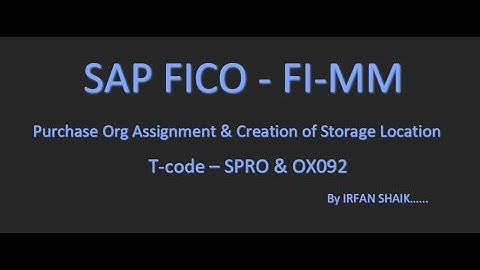 FI_MM - Purchase Org Assignment & Creation of Storage Location - Video 3