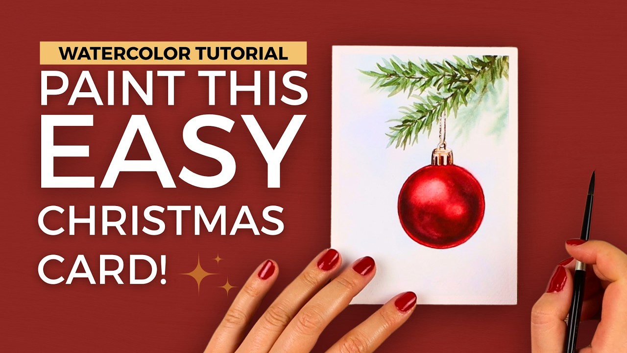 Easy Watercolor Christmas Ornament | Paint a Shiny Red Ornament Step by Step!