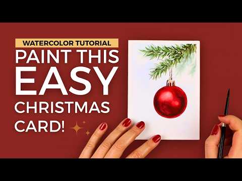 Easy Watercolor Christmas Ornament | Paint a Shiny Red Ornament Step by Step!