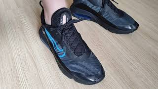 Nike Air Max 2090 Black / Laser Blue DC4117 001 on feet WOMFT