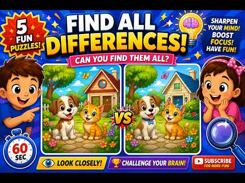 Find All the Differences! 🕵️ 5 Fun Spot the Difference Puzzles for Kids 60 Second Brain Challenge