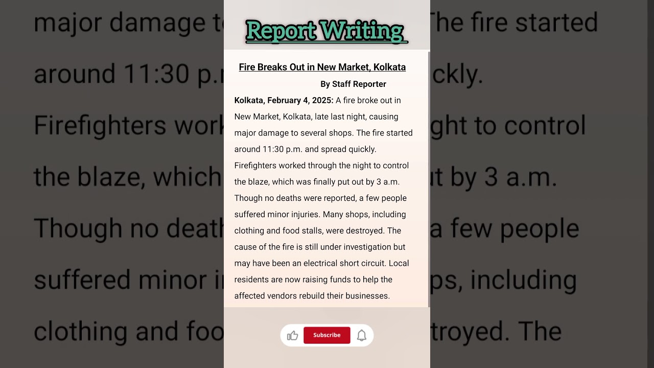 Fire Breaks Out In A Market | Report Writing | The Paragraph Lab |