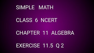 Simple Math Class 6 NCERT Chapter 11 Algebra Exercise 11.5  Q 2