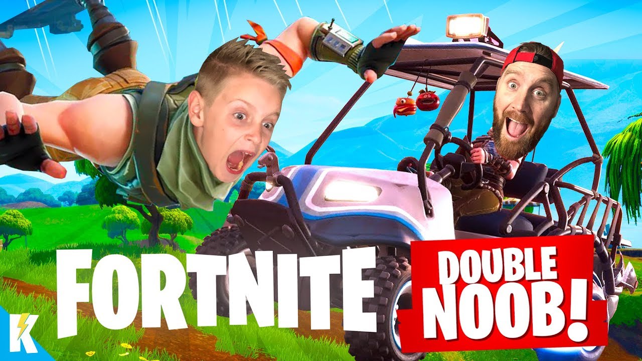 FORTNITE Double Noob 2! Getting our first VICTORY ...