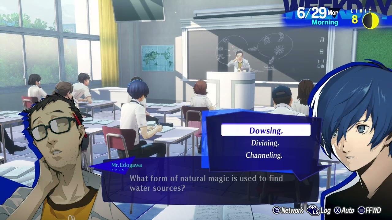 Persona 3 Reload - The Answer To “What Form Of Natural Magic Is Used To Find Water Sources?”