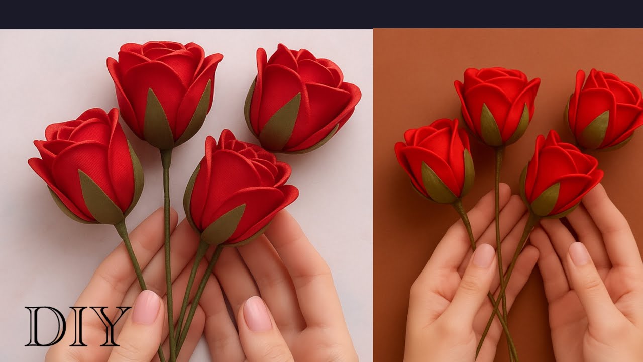 DIY//Satin Ribbon Rose _How to make a beautiful and special satin rose in a few simple steps🌹🌹