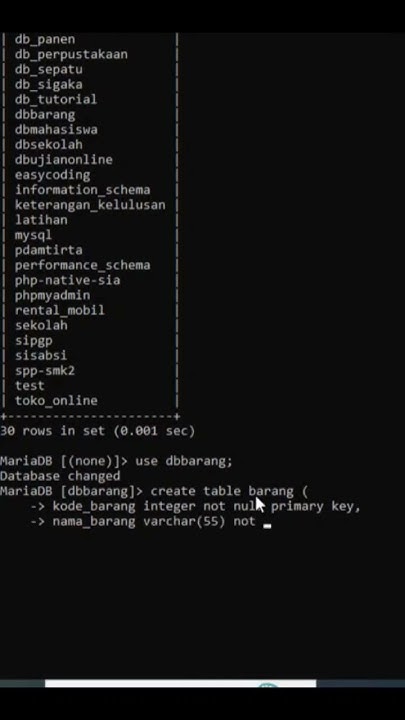 How to create Database and table database in command prompt #beranda # ...