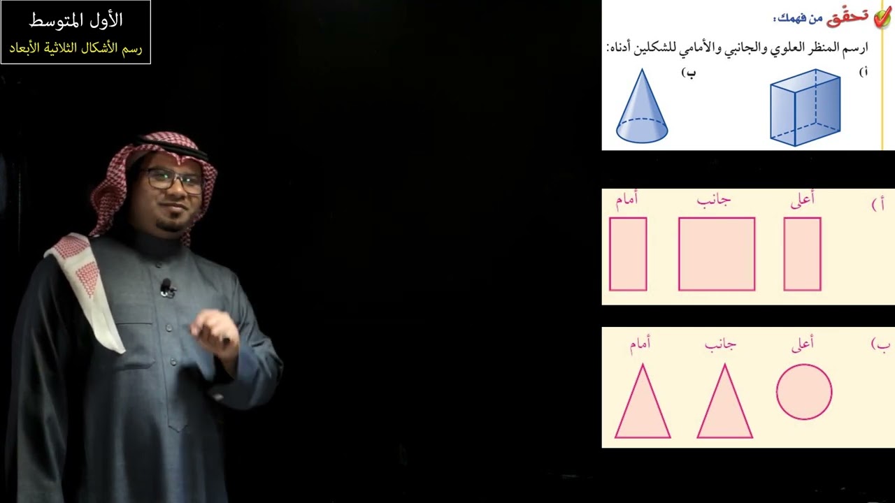 رسم الأشكال الثلاثية الأبعاد - الأول المتوسط - الفصل الدراسي الثالث