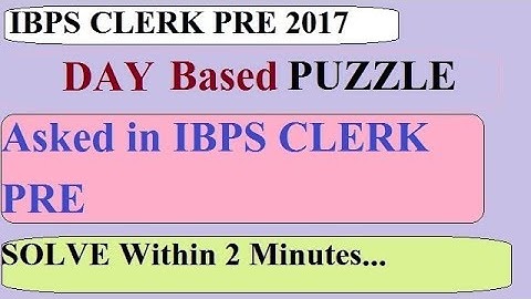 Memory based puzzle asked in IBPS CLERK PRE 2017