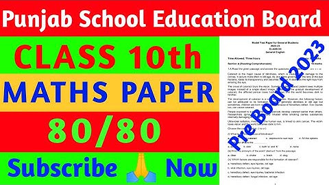 PSEB Class 10th Math Paper Pre Board Paper 2023 | Full Solve | 10th Class Math January Pre board