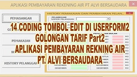 14 Coding Tombol Edit di Userform2 Golongan Tarif Part 2  VBA Excel Aplikasi Pembayaran Rekening Air