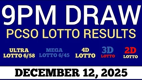 Lotto Result Today 9pm Draw December 12, 2025 Swertres Ez2 PCSO Live Result