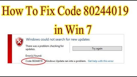 fix error code 80244019 in windows 7 for updation error | fix all win 7 errors  |
